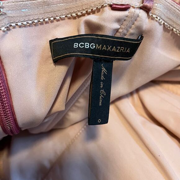 BCBG Max Azria Sheath Fit And Flare Pink Mini Dress Formal Size 0 - Picture 7 of 8